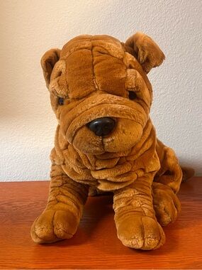 FAO Schwarz Brown Shar-Pei Plush Dog Toy